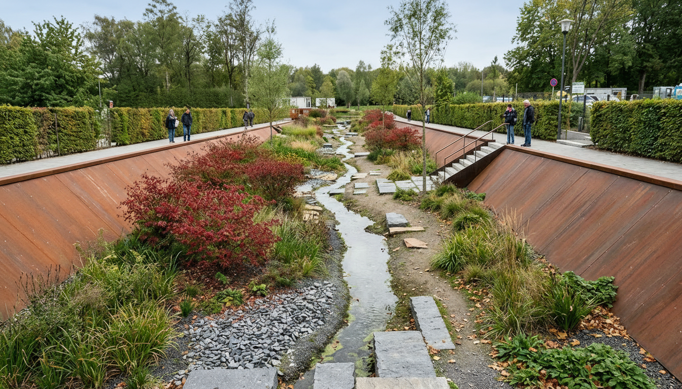 Nature-based drainage solutions for motor trade sites.